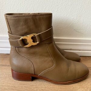 Tory Burch Leather Ankle Boots Brown w/ Gold Hardware Size 7